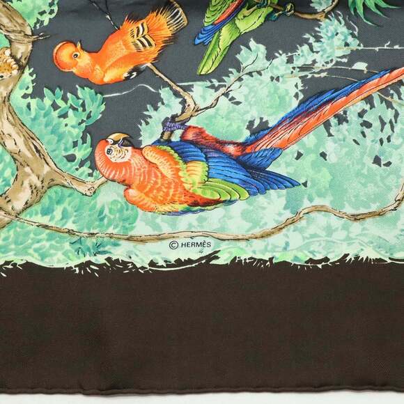 HERMES Brown Silk Scarf - Picture 6 of 7